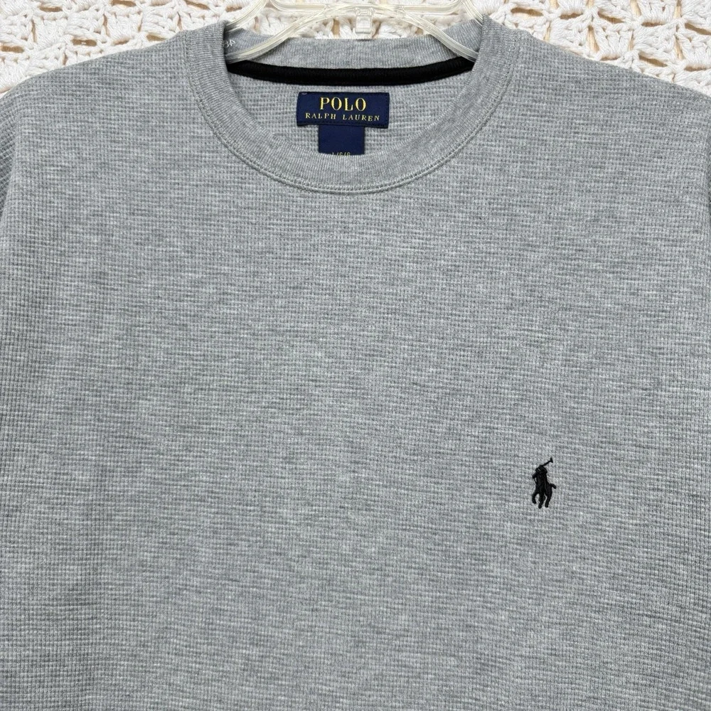 Polo Ralph Lauren Shirt Mens Sz L Gray Heather Thermal Waffle Knit 100%Cotton